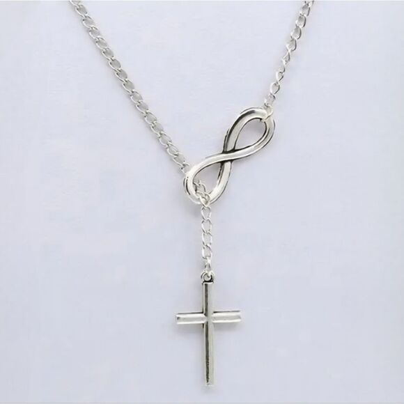 Elegant Silver Infinity Cross Necklace - Picture 1 of 5